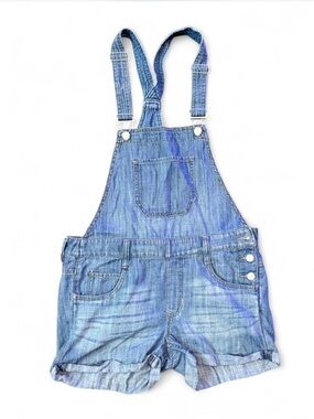 Express Women’s Size 2 Mini Blue Denim Jean Summer‎ Vacation Overall Shorts